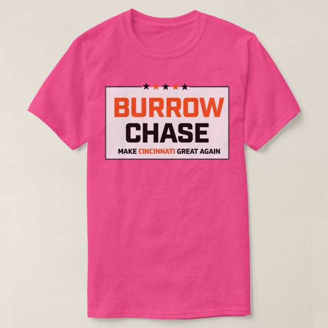 Camiseta Burrow Chase Torne Excelente Cincinnati Novamente (Frente do Design)