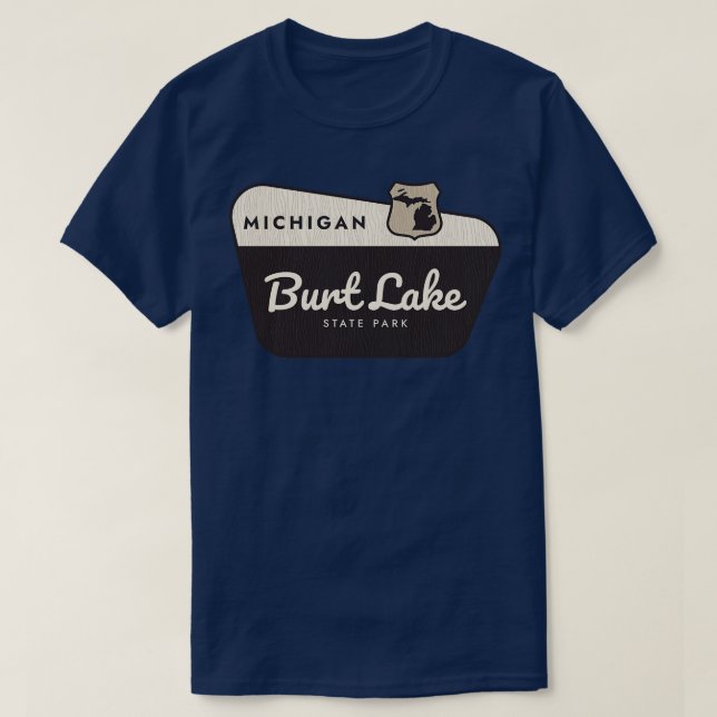 Camiseta Burt Lake State Park - Sinal de Boas-vindas do Mic (Frente do Design)