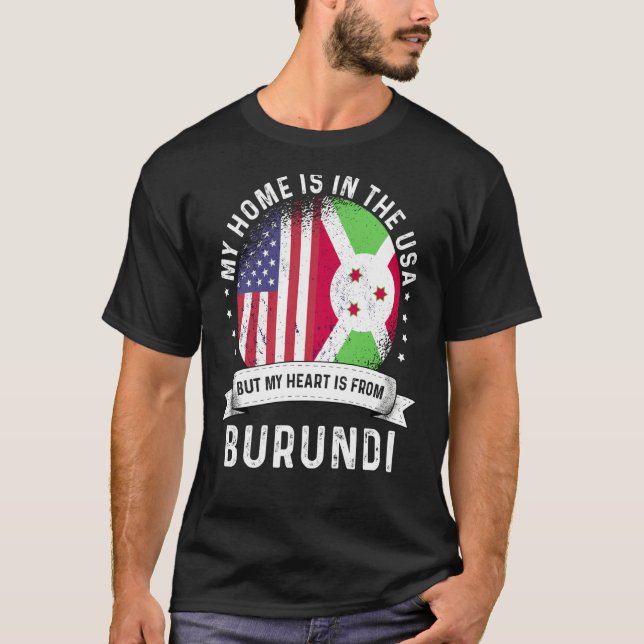 Camiseta Burundi American Patriot Grown Proud Home USA Flag (Frente)
