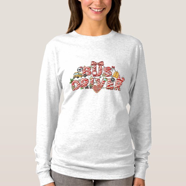 Camiseta Bus Driver Christmas Long Sleeve (Frente)