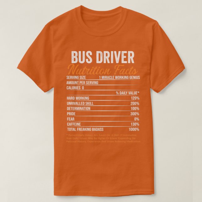 Camiseta Bus Driver Nutrition Fata Ideias engraçadas de pre (Frente do Design)