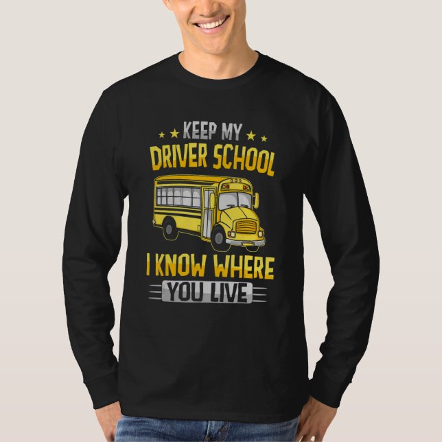 Camiseta Bus Driver School Traffic Pára o Ônibus escolar (Frente)