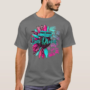 Camiseta Bus Driver Sunflower Leopardo Cubo Bus Driver Life