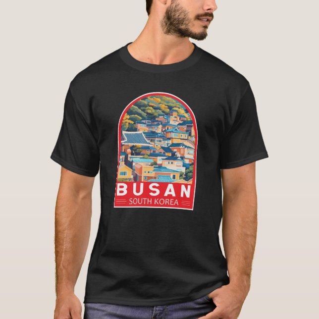 Camiseta Busan South Korea Viagem Art Emblem (Frente)