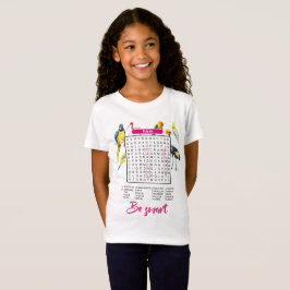 Camiseta "Busca de Palavras de Pássaros para Meninas" "Dive