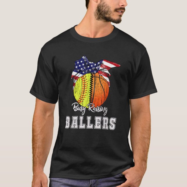 Camiseta Busca no Raising Ballers Softball Basball Basketba (Frente)