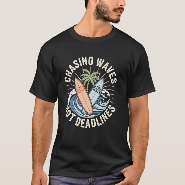 Camiseta Buscando Ondas Sem Prazos Surfe Funcional S (Frente)