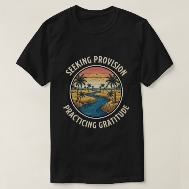 Camiseta Buscando Provisão e Praticando Gratidão  (Frente do Design)