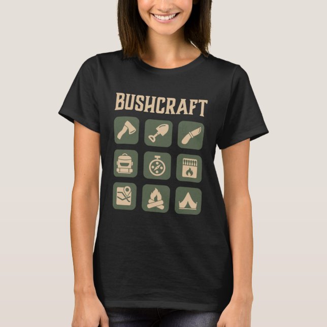 Camiseta Bushcraft Outdoor Survival Living Nature Camping   (Frente)
