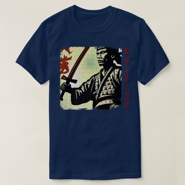 Camiseta Bushido Code Japanese Samurai Warrior Martial Arts (Frente do Design)