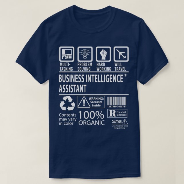 Camiseta Business Intelligence Assistant MultiTasking Certi (Frente do Design)