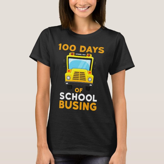 Camiseta Busing School Bus Driver 100 Days Of School Boys G (Frente)