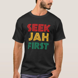 Camiseta Busque Jah Primeiro Cores Rastafarianas de Reggae
