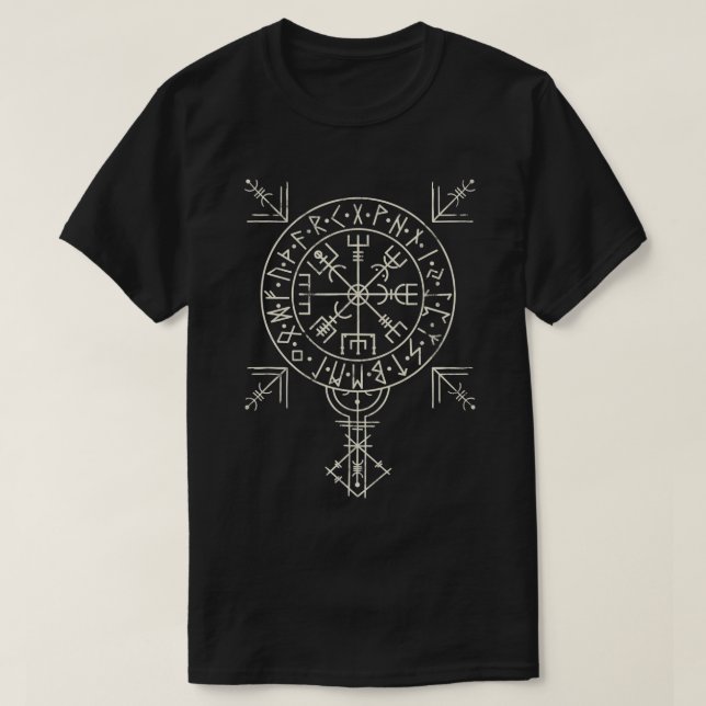 Camiseta Bússola Céltica Clássica Viking com pistas Norsêni (Frente do Design)