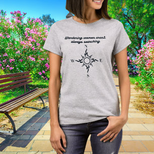 Camiseta Bússola de Mulheres Errantes Motivacionais Moderna