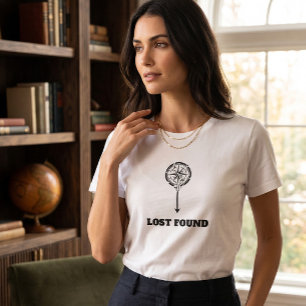 Camiseta Bússola Minimalista Feminina Seta Branco Achados e