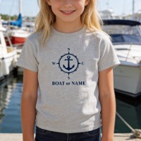 Bússola Náutica Âncora Seu Barco ou Nome Cinza