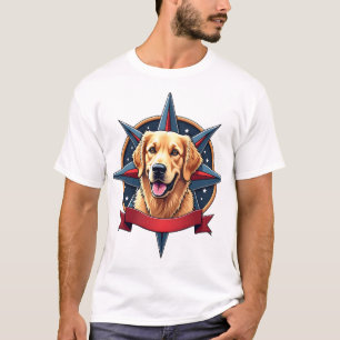 Camiseta Bússola Patriótica do Retriever Dourado Estrela Ca