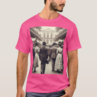 Camiseta Bustling 1920 Cali Ai Trabalho de arte Vintage Bla