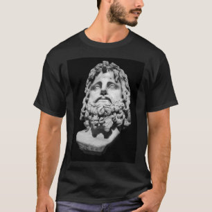 Camiseta Busto de mármore greco-romano clássico preto e bra