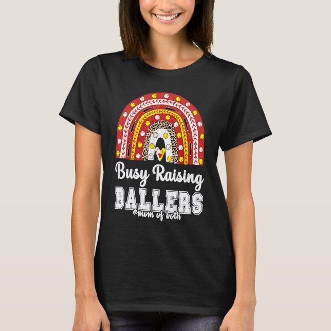 Camiseta Busy Raising Ballers Women Men Softball Baseball R (Frente)