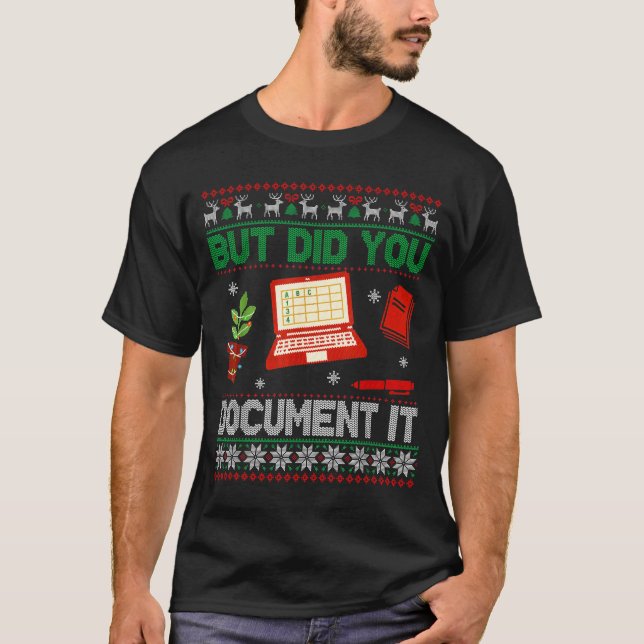 Camiseta But Did You Doent It Funny Office Christmas Ugly S (Frente)
