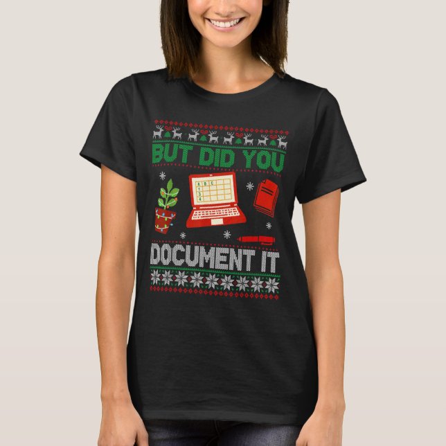 Camiseta But Did You Doent It Funny Office Christmas Ugly S (Frente)