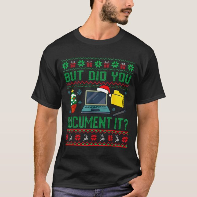 Camiseta But Did You Doent It Funny Office Christmas Ugly S (Frente)