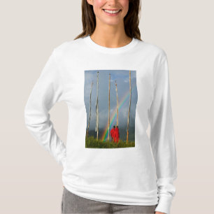 Camiseta Butão, vila Gangtey, Arco-íris sobre dois