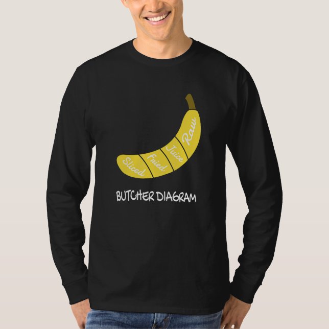 Camiseta Butcher Diagram I Banana Healthy Fruits Yellow Fru (Frente)