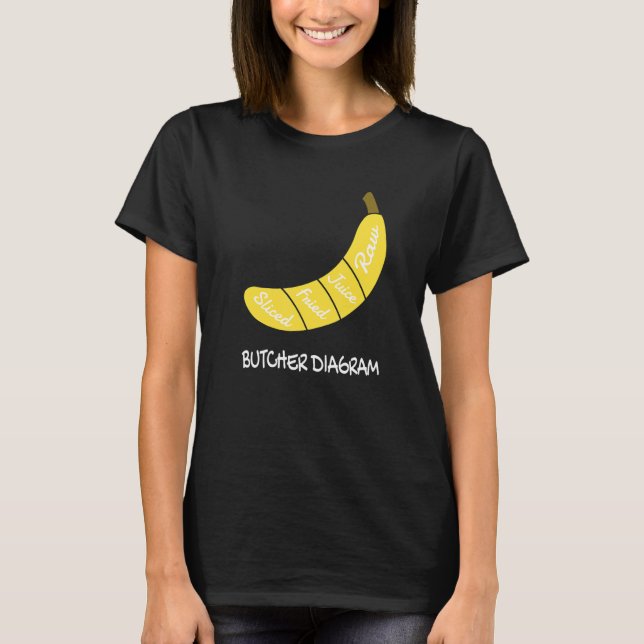 Camiseta Butcher Diagram I Banana Healthy Fruits Yellow Fru (Frente)