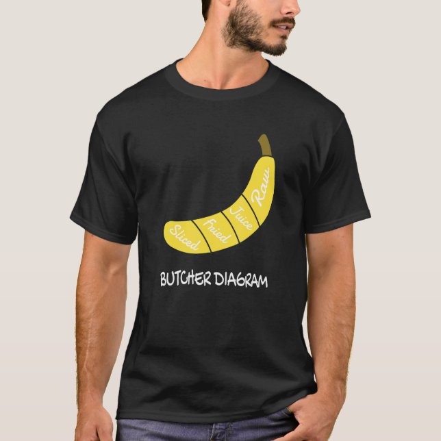 Camiseta Butcher Diagram I Banana Healthy Fruits Yellow Fru (Frente)