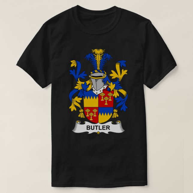 Camiseta Butler Coat of Arms Family Crest  (Frente do Design)