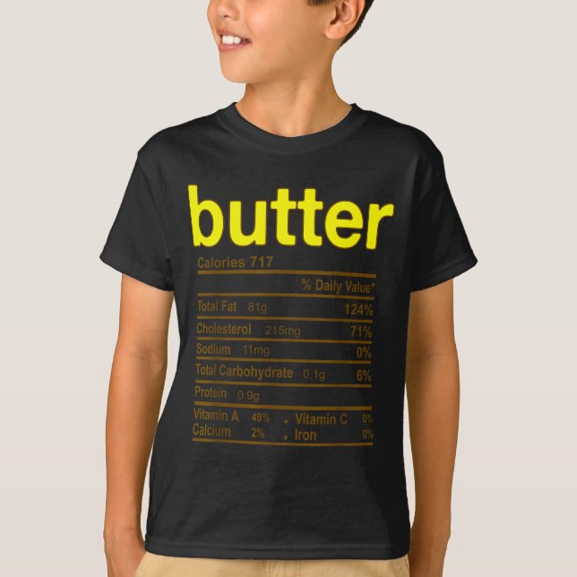 Camiseta Butter Nutrition Facts Funny Thanksgiving Christma (Frente)