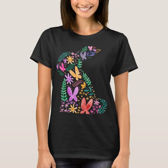 Camiseta Butterflies Flower Easter Bunny Fun for Spring Eas (Frente)