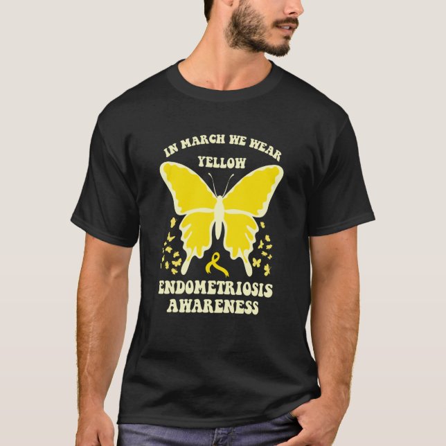 Camiseta butterflies in march we wear yellow endometriosis  (Frente)