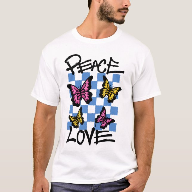 Camiseta Butterflies Peace And Love streetwear (Frente)