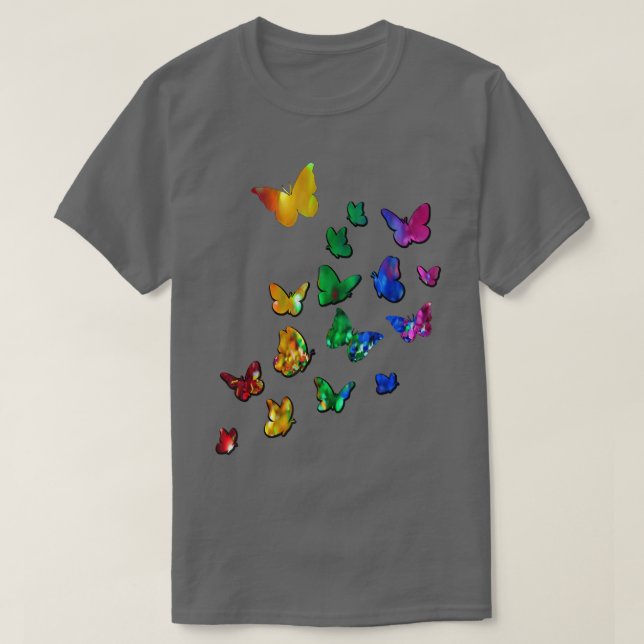 Camiseta Butterflies Rainbow Sparkles Cute Butterflies  (Frente do Design)