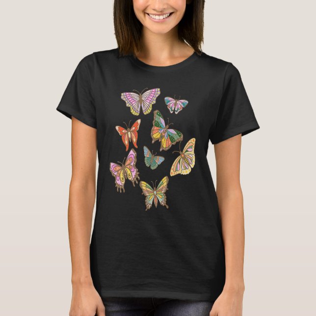 Camiseta Butterflies Retro Aesthetic Trend Preppy Teen Girl (Frente)