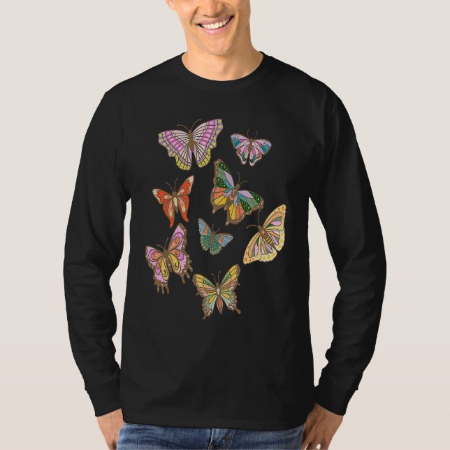 Camiseta Butterflies Retro Aesthetic Trend Preppy Teen Girl (Frente)