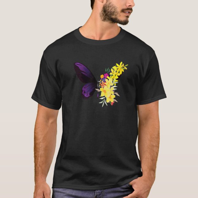 Camiseta Butterflower chrysanthemums and butterfly (Frente)
