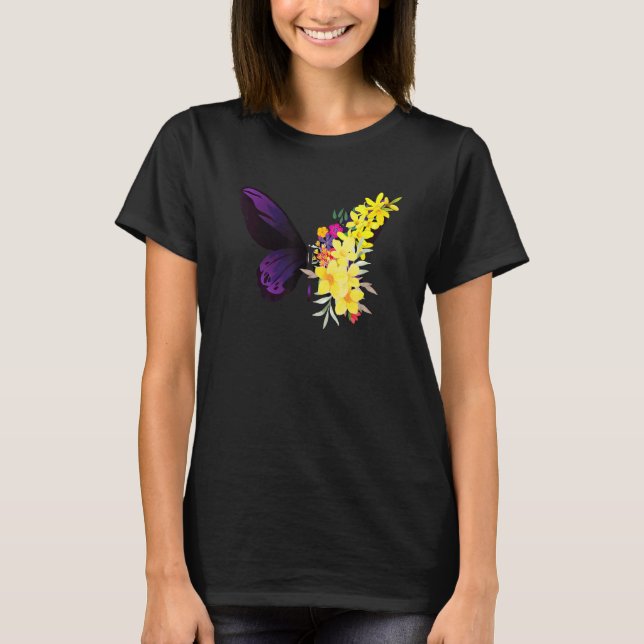Camiseta Butterflower chrysanthemums and butterfly (Frente)