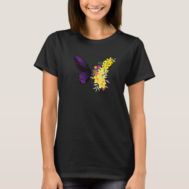 Camiseta Butterflower chrysanthemums and butterfly (Frente)