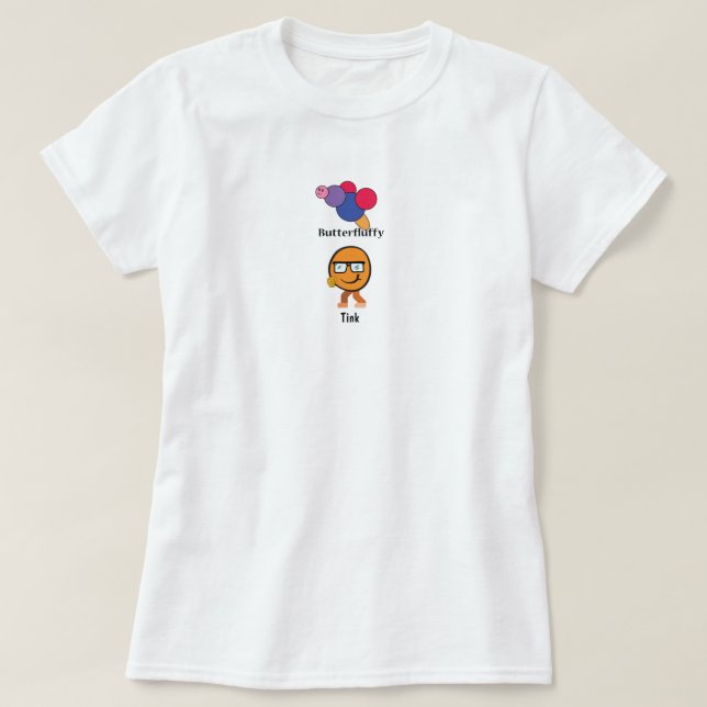 Camiseta Butterfluffy Tink Menina Amigos comidas amantes (Frente do Design)
