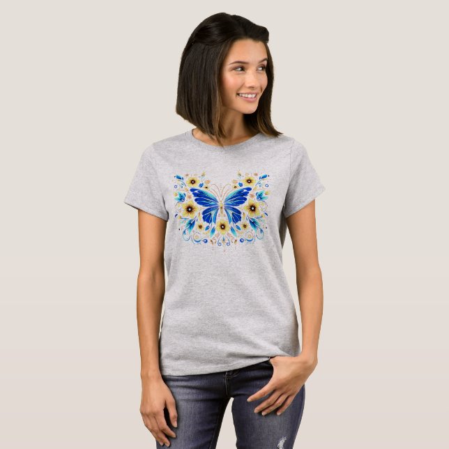 Camiseta Butterfly and flowers (Frente Completa)