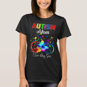 Camiseta Butterfly Autism Mãe Eu Amo Meu Filho Apoiar Autis