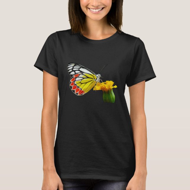 Camiseta Butterfly  Beautiful Butterfly And Marigold Flower (Frente)