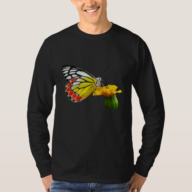 Camiseta Butterfly  Beautiful Butterfly And Marigold Flower (Frente)