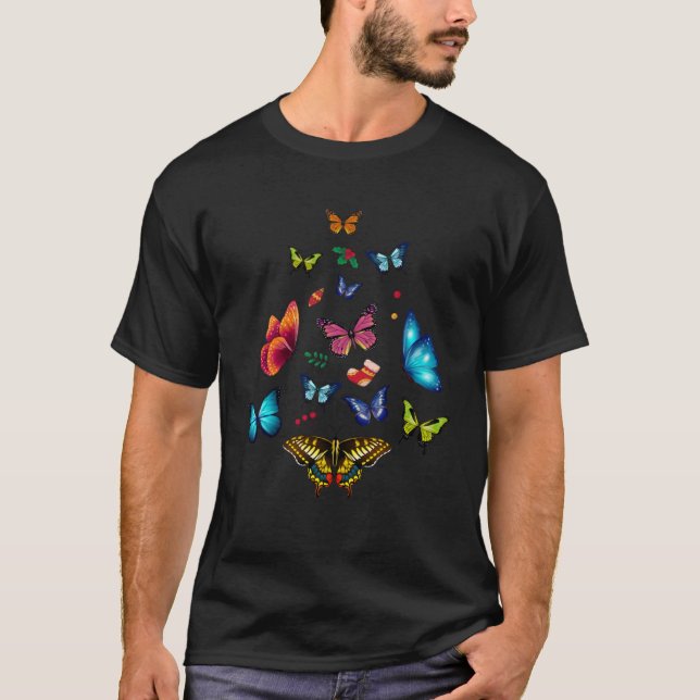 Camiseta Butterfly Christmas Tree Lights Butterfly Women Gi (Frente)