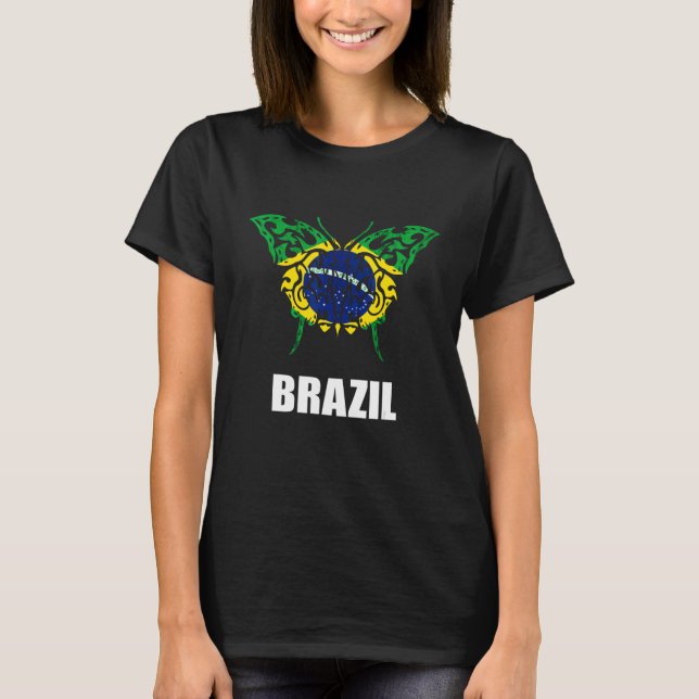 Camiseta Butterfly Creepy Brazilian Flag Brasilian Brazil F (Frente)